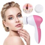Waterproof Facial Cleansing Brush Face Spin Cleaning Brush Scrubber With 5 Brush Heads For Women