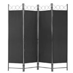 4 Panel Partition Room Divider, Folding Privacy Screen, Freestanding Partition With Steel Frame, Easy Move
