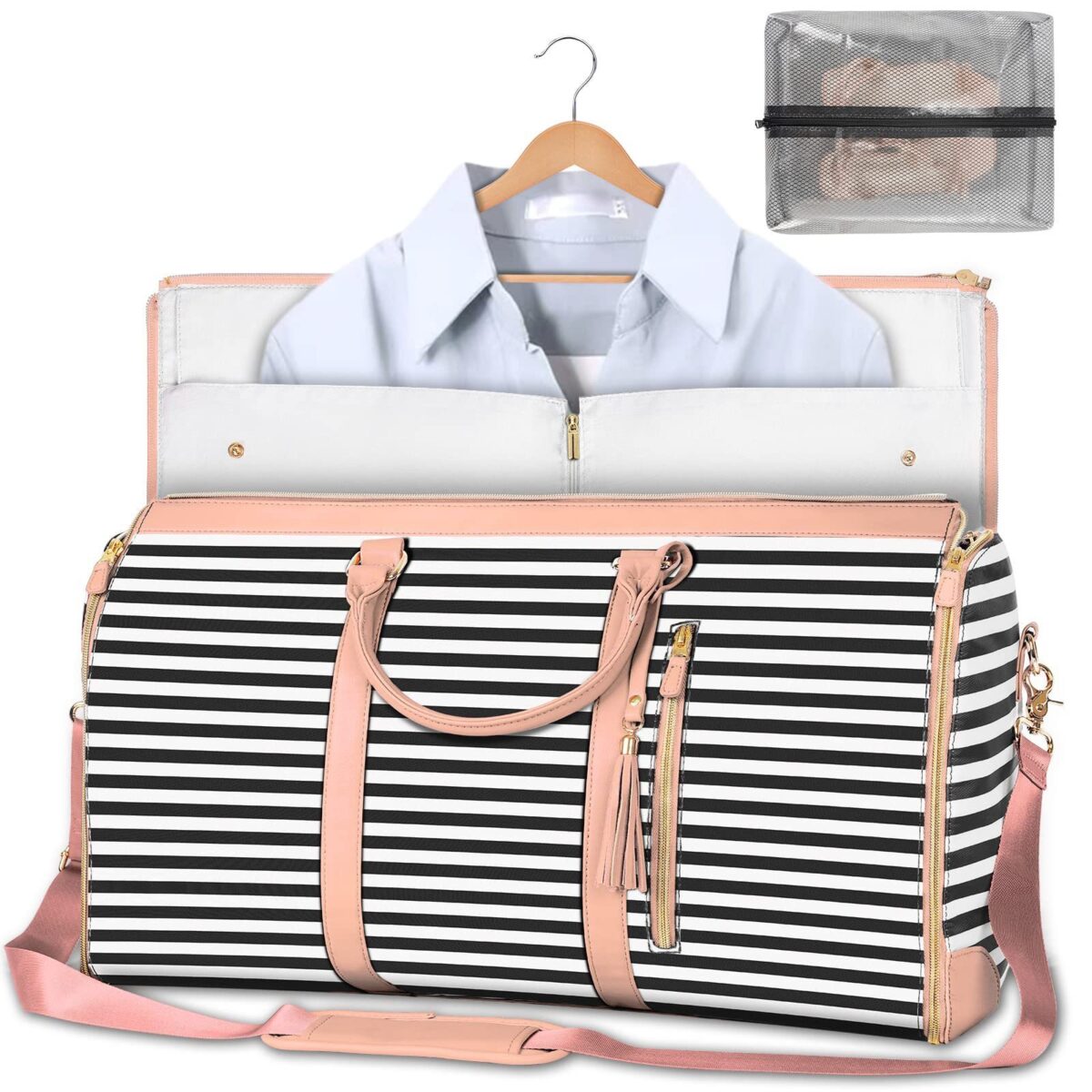 Large Capacity Travel Duffle Bag Women's Handbag Folding Suit Bag Waterproof Clothes Totes - Image 3